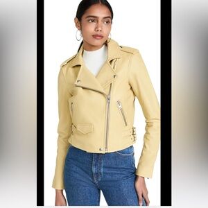 IRO Asheville Leather Jacket Vintage Yellow NWT